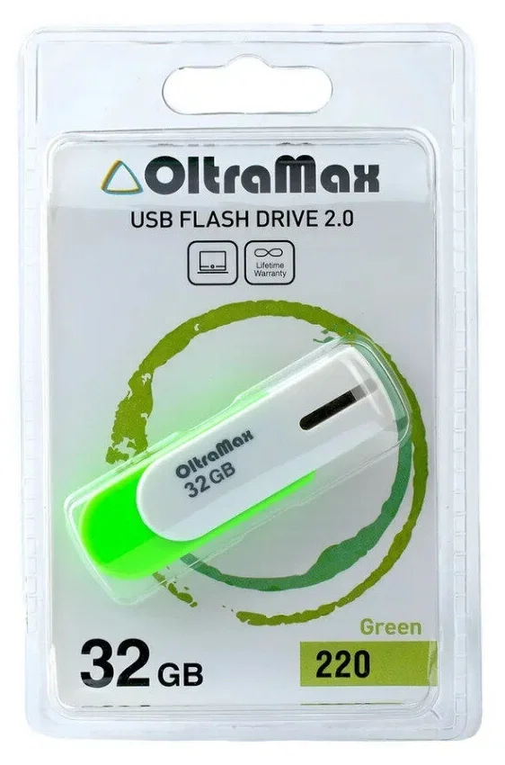 Флешка USB OltraMax OM-32Gb-220-св.зеленый