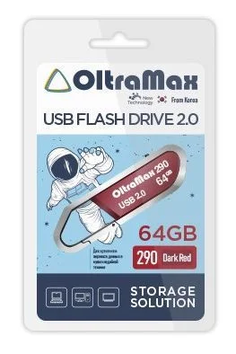 Флешка USB OltraMax OM-64 Gb-290-темно-красный
