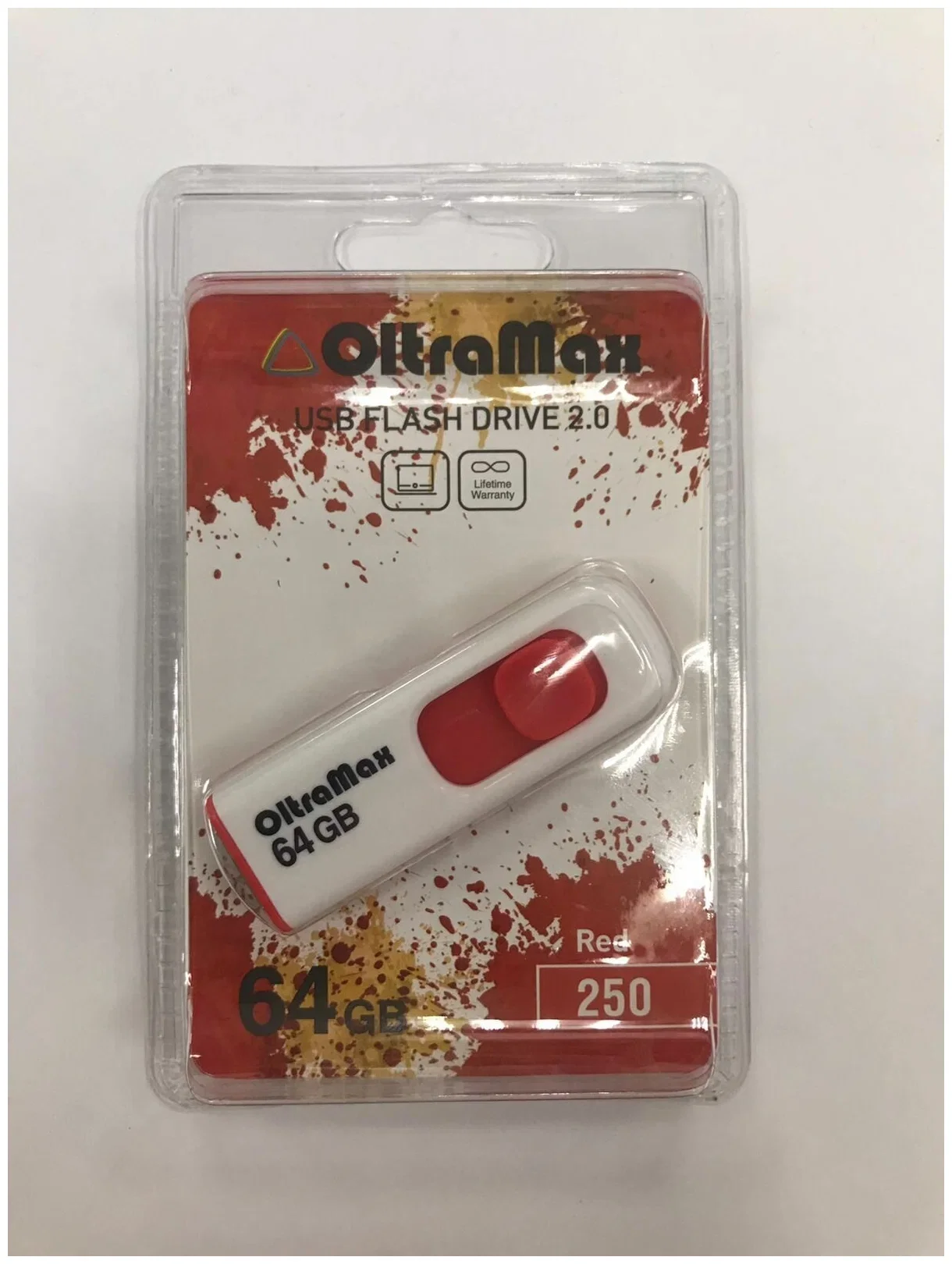 Флешка USB OltraMax OM-64Gb-250-красный