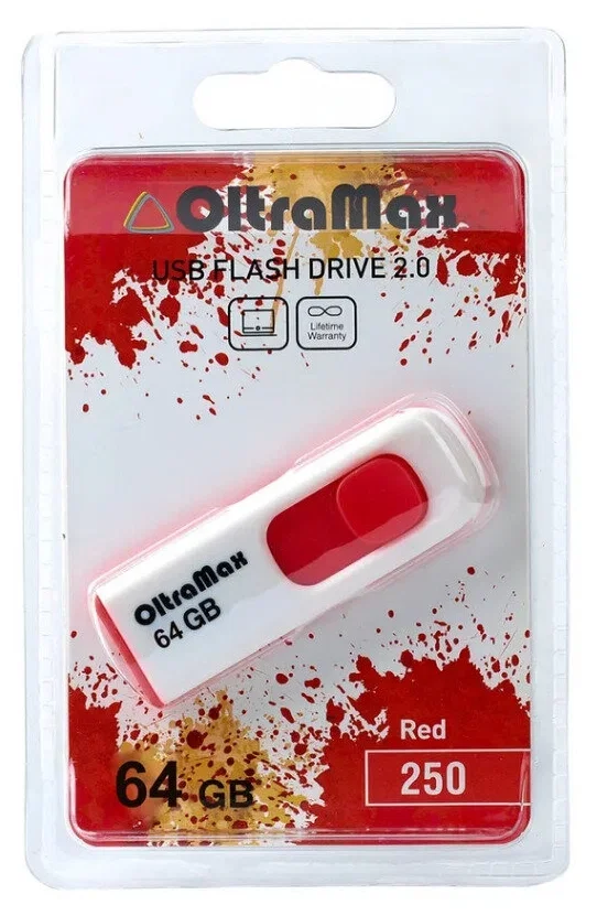 Флешка USB OltraMax OM-64Gb-250-красный