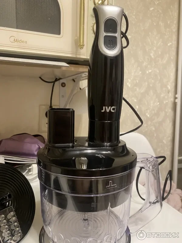 Блендер погружной JVC JK-HB5135 1500Вт, 2 скоростей, измельчитель 0,5л, мерный стакан 0,7л