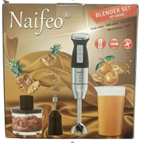 Блендер погружной Naifeo NF-8004SET. 800 Вт, 2 скорост, изм 500 мл, стак 700 мл, венчик. нерж.сталь