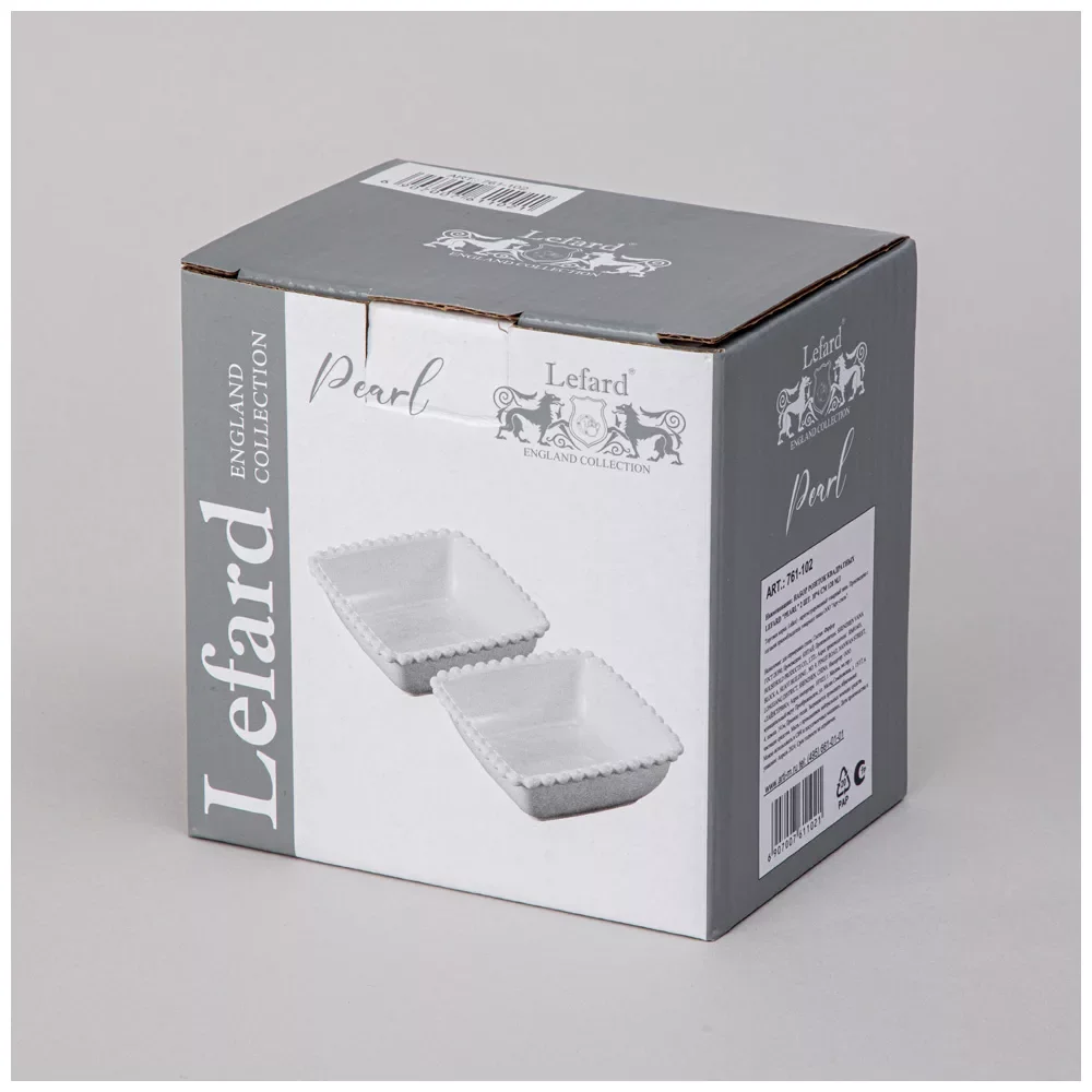 НАБОР САЛАТНИКОВ КВАДРАТНЫХ LEFARD "PEARL" 2 ШТ. 10*4 СМ 120 МЛ (КОР=12НАБ.)