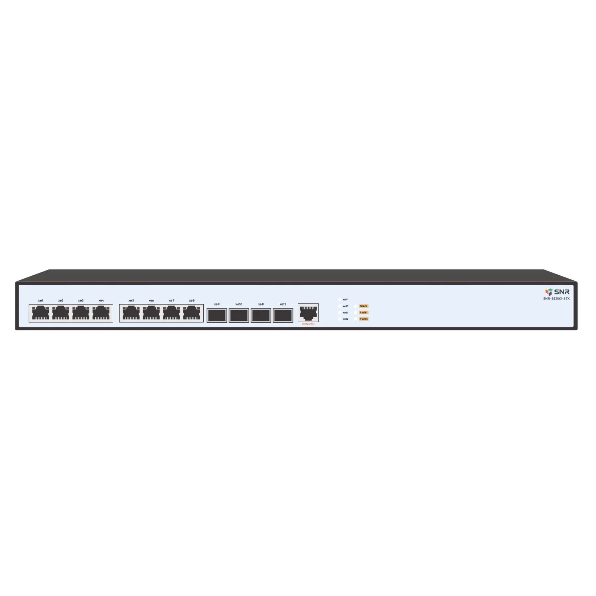 Коммутатор SNR Управляемый коммутатор уровня 2+, 8 портов 1/2.5/5/10GBASE-T, 4 порта 1/10G SFP+ встроенный БП ~220V AC