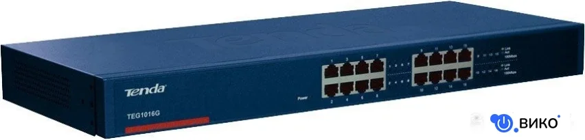 Коммутатор Tenda TEG1016G 16-Port 10/100/1000 Gigabit Switch 19"