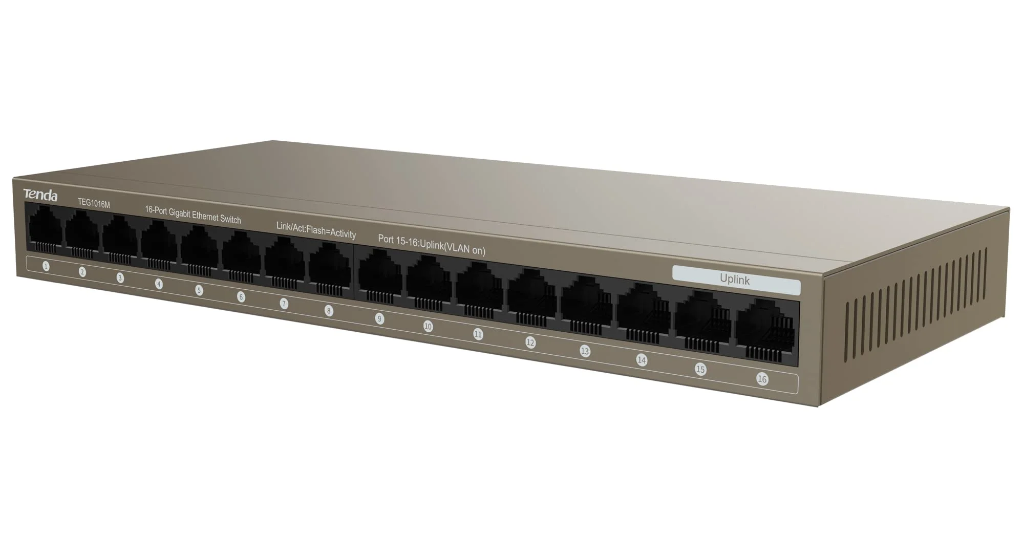 Коммутатор Tenda TEG1016M неуправляемый 16-портовыйGigabit Ethernet