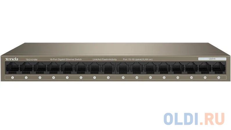 Коммутатор Tenda TEG1016M неуправляемый 16-портовыйGigabit Ethernet