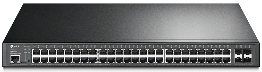 Коммутатор TP-Link 24-port Gigabit Managed PoE switch with 4 10G SFP+ ports, support 802.3af/at PoE, 1 console port, 19-inch rack mount, support L2/L2