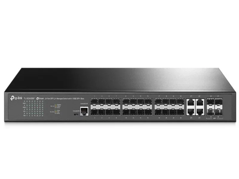 Коммутатор TP-Link JetStream 24-портовый управляемый SFP уровня 2+, 20 гигабитных SFP-портов и 4 гигабитных комбинированных порта SFP/RJ45