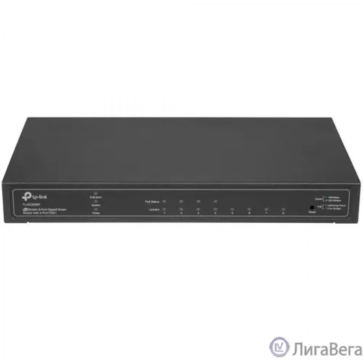 Коммутатор TP-Link JetStream 8-Port Gigabit Smart Switch with 4-Port PoE+, 4× Gigabit PoE+ Ports, 802.3at/af, 62 W PoE Power, Desktop Steel CaseIntegr