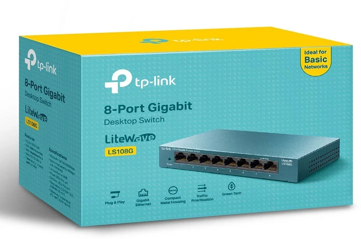 Коммутатор TP-Link LS108G 8-портовый 10/100/1000 Мбит/с настольный коммутатор SMB