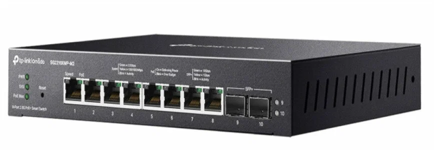 Коммутатор TP-Link SG2210XMP-M2, Smart линейки Omada с 8 портами PoE+ 2,5 Гбит/с и 2 портами SFP+