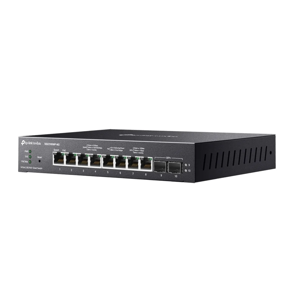 Коммутатор TP-Link SG2210XMP-M2, Smart линейки Omada с 8 портами PoE+ 2,5 Гбит/с и 2 портами SFP+