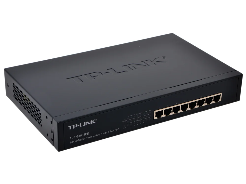 Коммутатор TP-LINK SMB TL-SG1008 8-port Gigabit Switch, 1U rack-mountable steel case