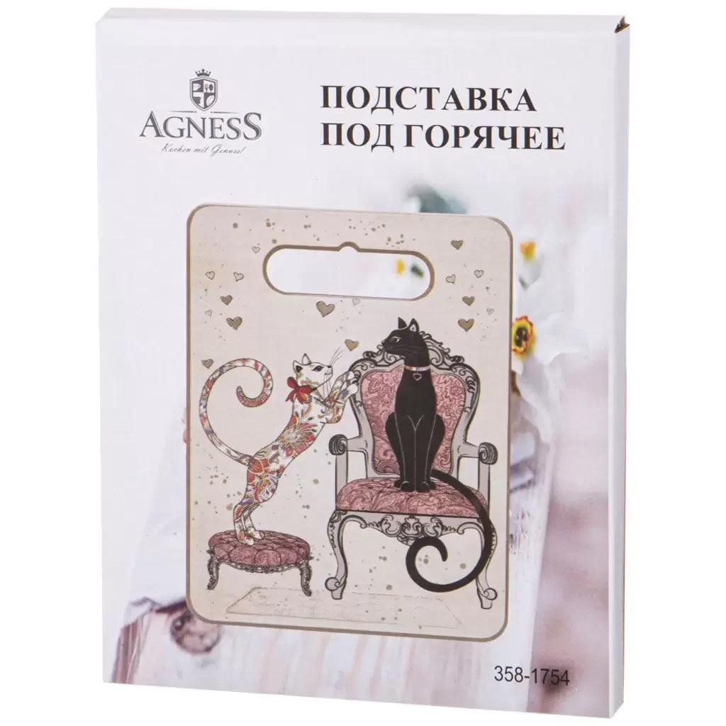 ПОДСТАВКА ПОД ГОРЯЧЕЕ AGNESS "ПАРИЖСКИЕ КОТЫ" 20*15*1 СМ (КОР=36ШТ.)