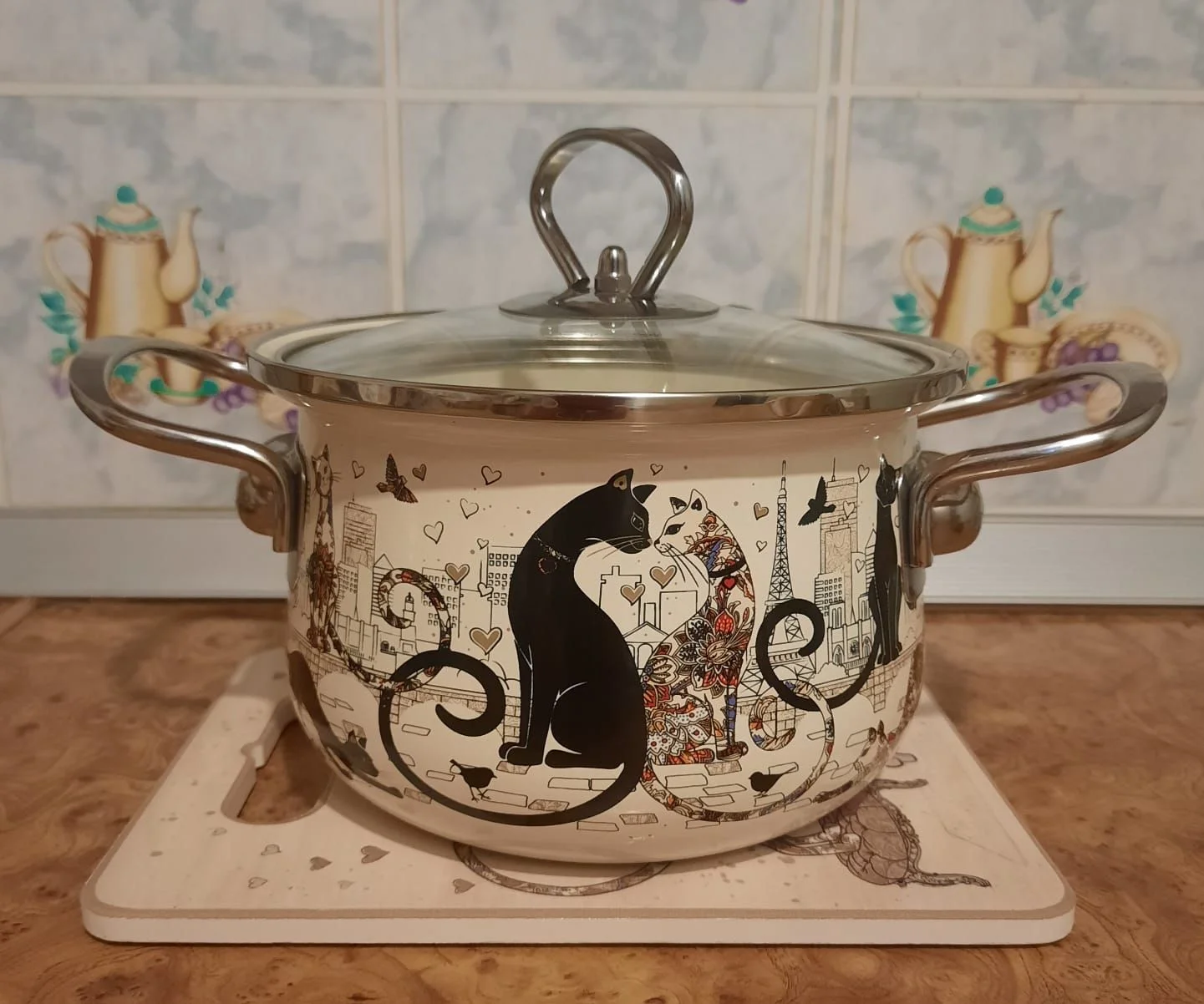ПОДСТАВКА ПОД ГОРЯЧЕЕ AGNESS "ПАРИЖСКИЕ КОТЫ" 20*15*1 СМ (КОР=36ШТ.)
