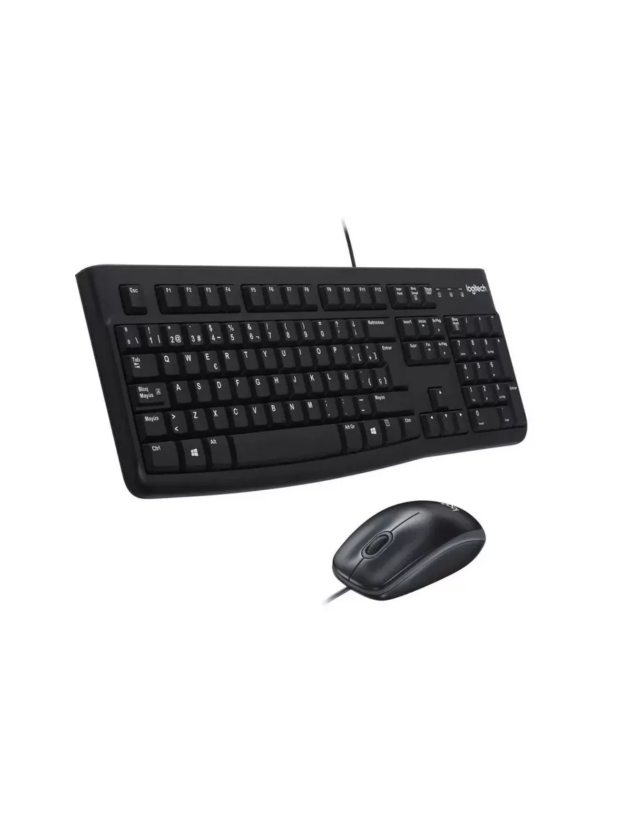 Комплект клавиатура+мышь Logitech MK120 проводной, USB, 1000 DPI, чёрный (неоригинальная гравировка)