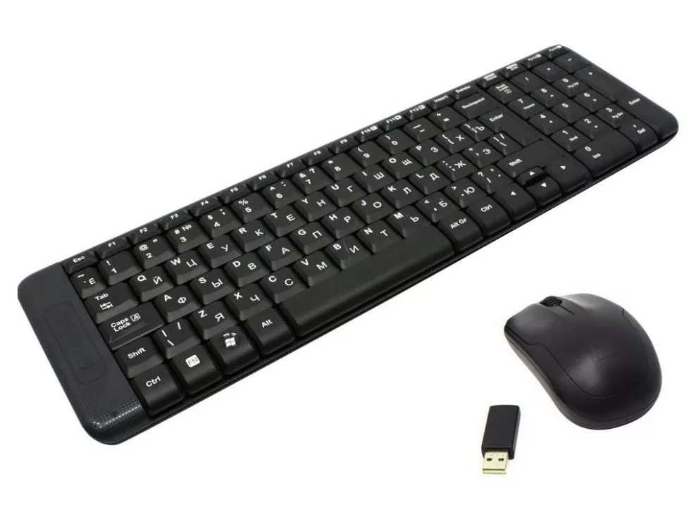 Комплект клавиатура+мышь Logitech MK220 беспроводной, USB, 1000 DPI, чёрный