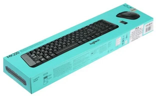Комплект клавиатура+мышь Logitech MK220 беспроводной, USB, 1000 DPI, чёрный