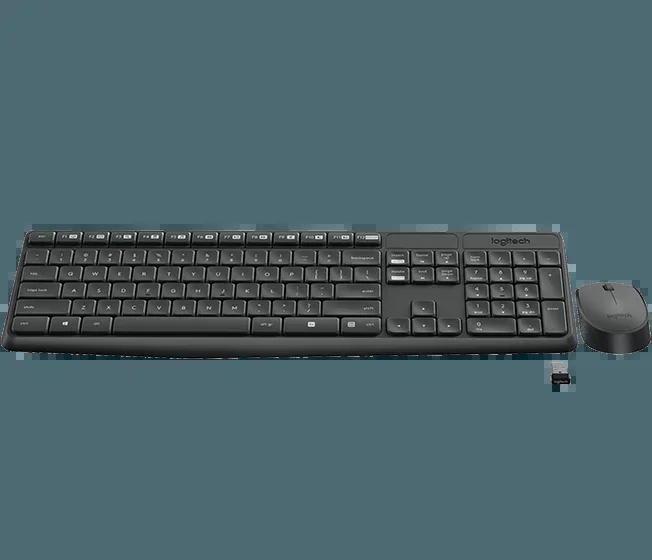 Комплект клавиатура+мышь Logitech MK235 беспроводной, USB, 1000 DPI, серый
