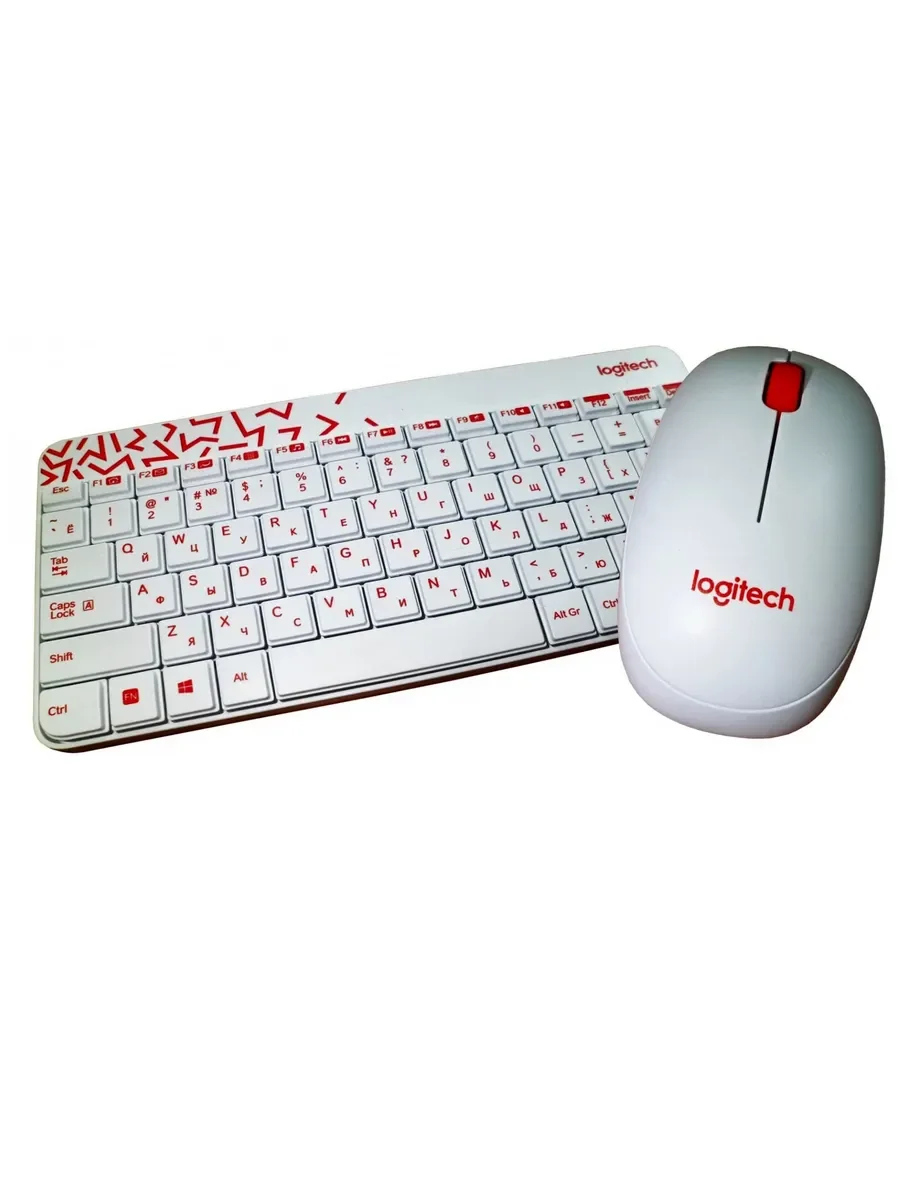 Комплект клавиатура+мышь Logitech MK240 Nano беспроводной, USB, 1000 DPI, белый