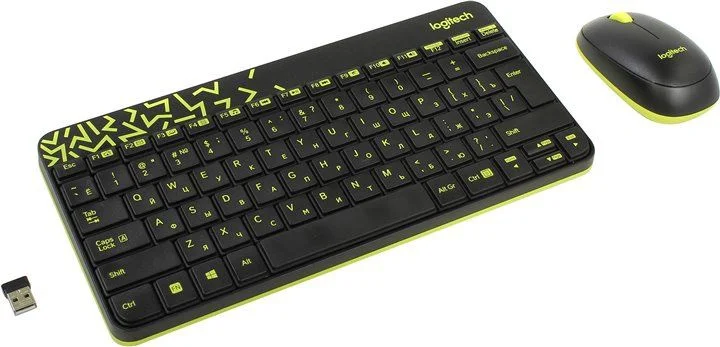Комплект клавиатура+мышь Logitech MK240 Nano беспроводной, USB, 1000 DPI, чёрный