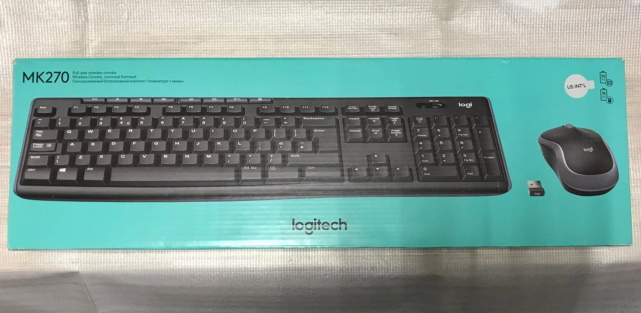 Комплект клавиатура+мышь Logitech MK270 беспроводной, USB, 1000 DPI, чёрный (неоригинальная гравировка)