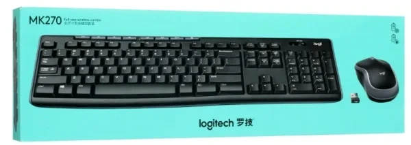 Комплект клавиатура+мышь Logitech MK270 беспроводной, USB, 1000 DPI, чёрный (неоригинальная гравировка)