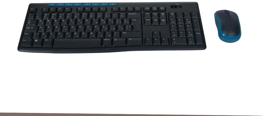 Комплект клавиатура+мышь Logitech MK275 беспроводной, USB, 1000 DPI, голубой/чёрный