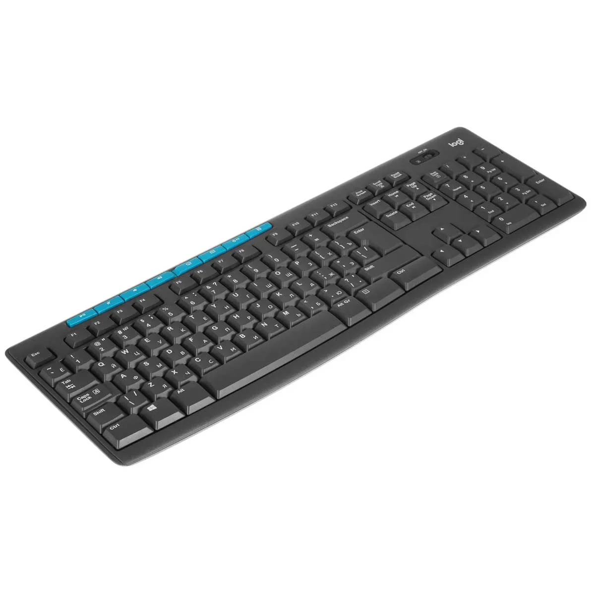 Комплект клавиатура+мышь Logitech MK275 беспроводной, USB, 1000 DPI, голубой/чёрный