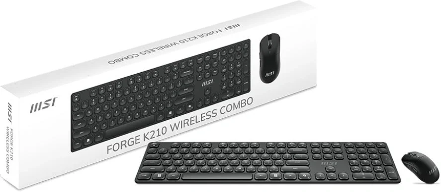 Комплект клавиатура+мышь MSI Forge K210 Combo беспроводной, USB, 1600 DPI, чёрный