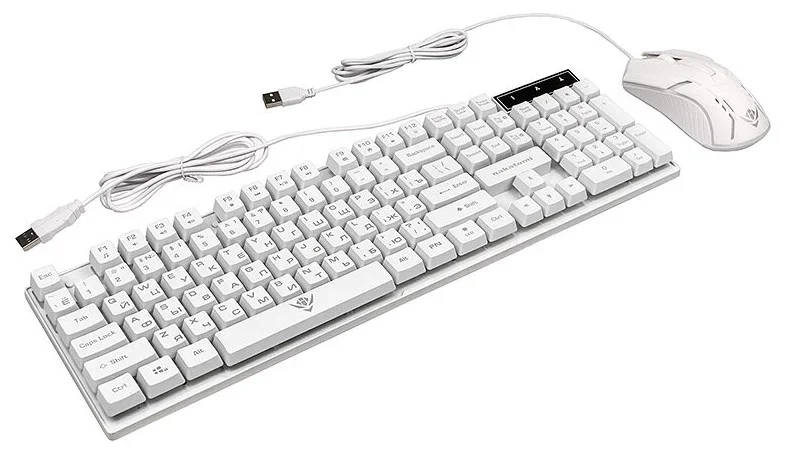 Комплект клавиатура+мышь Nakatomi KMG-2305U проводной, USB, 1600 DPI, белый