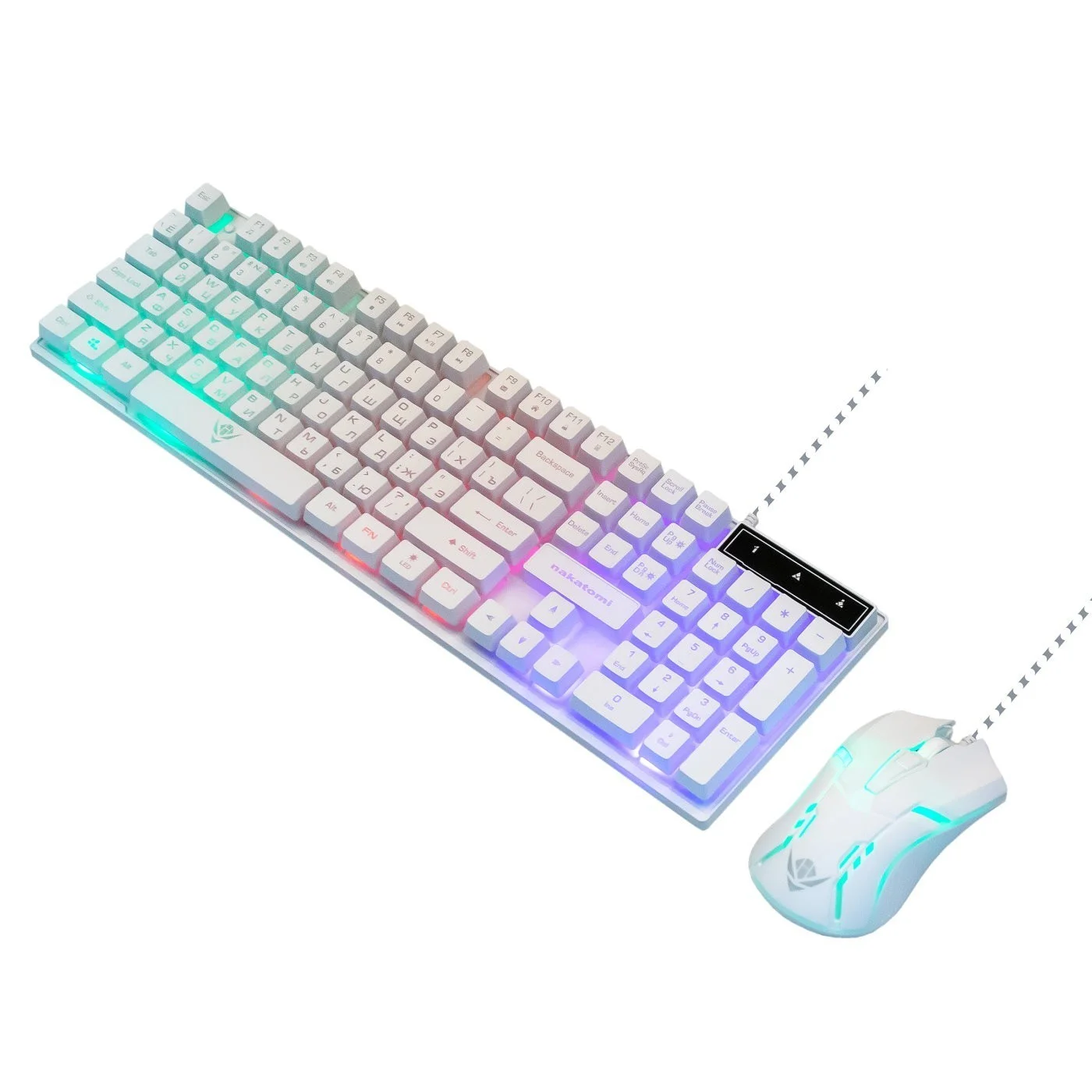 Комплект клавиатура+мышь Nakatomi KMG-2305U проводной, USB, 1600 DPI, белый
