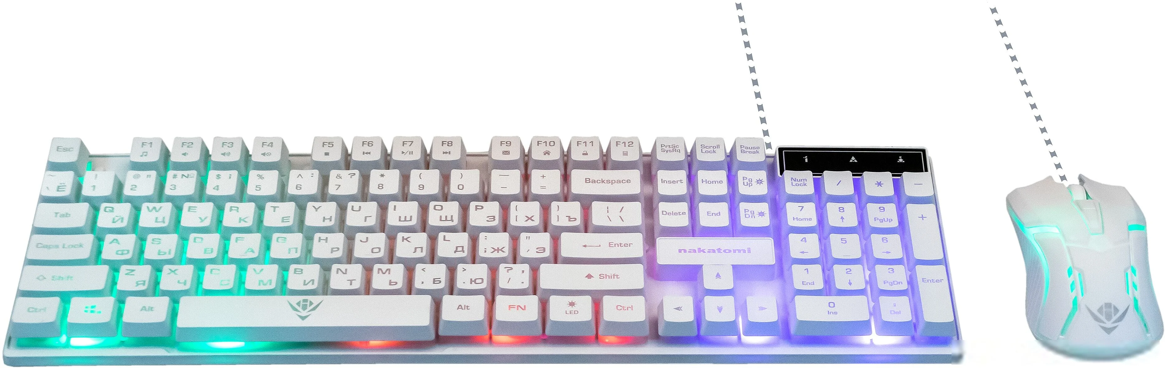 Комплект клавиатура+мышь Nakatomi KMG-2305U проводной, USB, 1600 DPI, белый