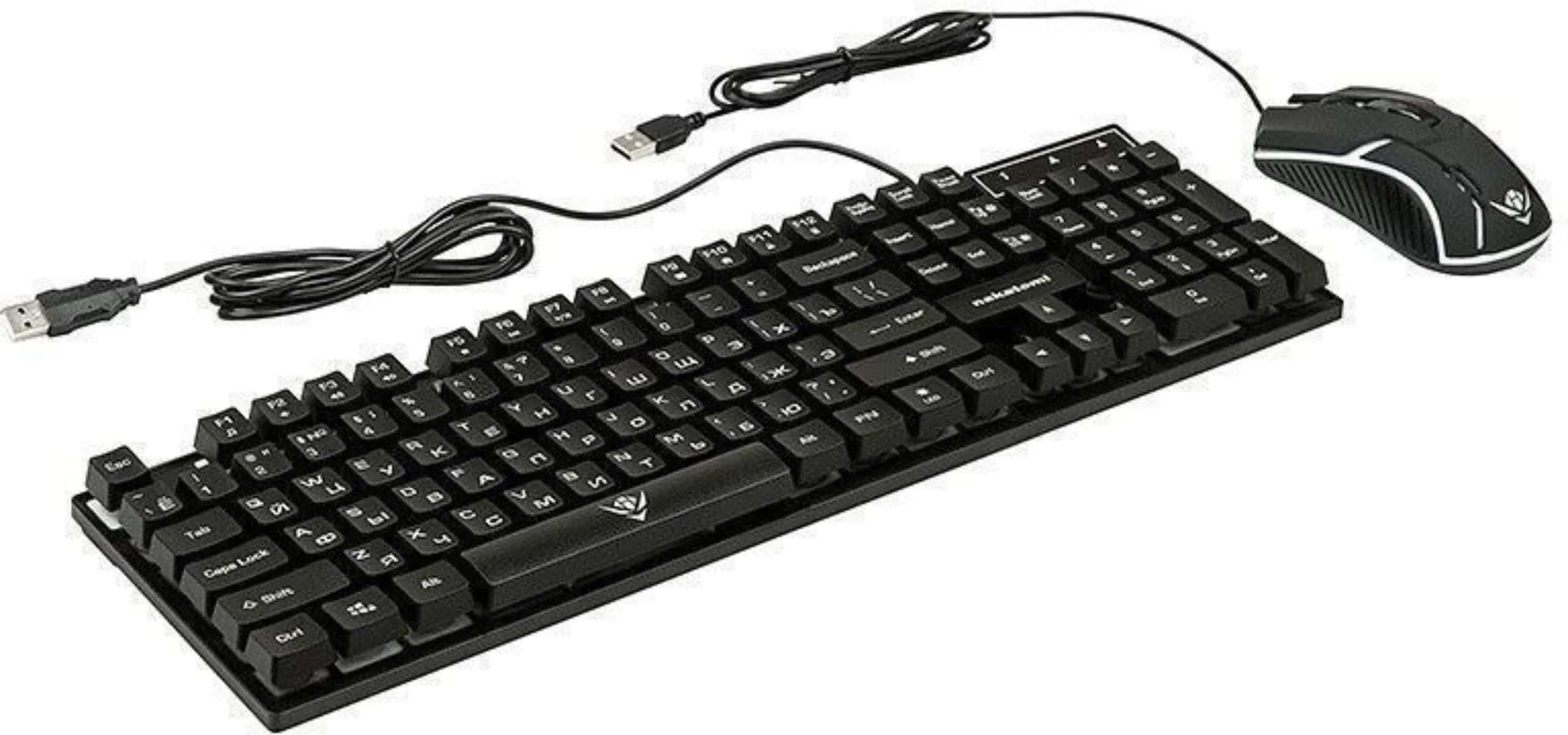 Комплект клавиатура+мышь Nakatomi KMG-2305U проводной, USB, 1600 DPI, черный
