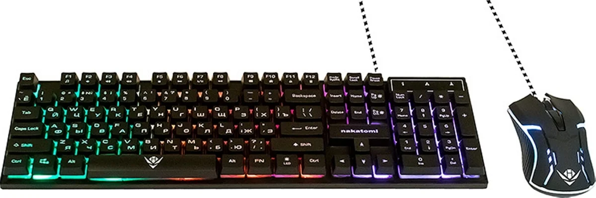 Комплект клавиатура+мышь Nakatomi KMG-2305U проводной, USB, 1600 DPI, черный