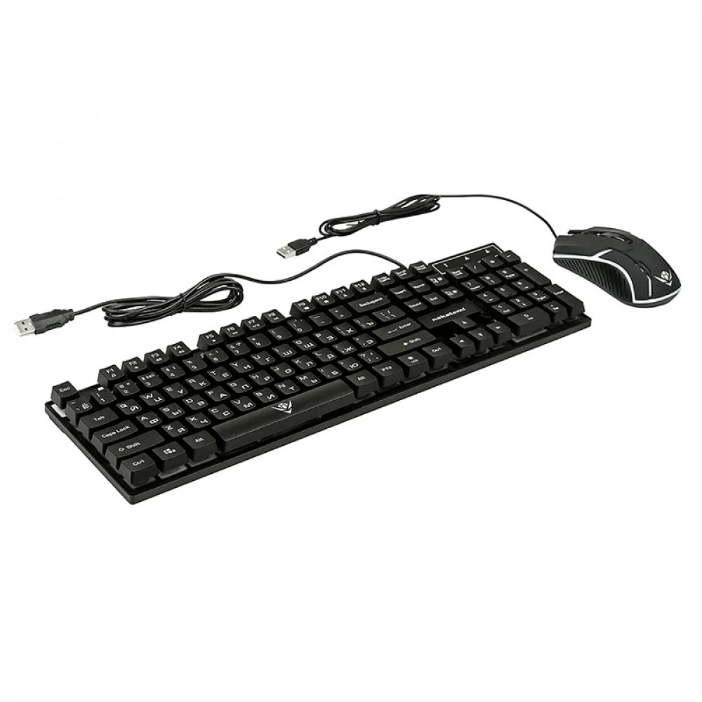 Комплект клавиатура+мышь Nakatomi KMG-2305U проводной, USB, 1600 DPI, черный