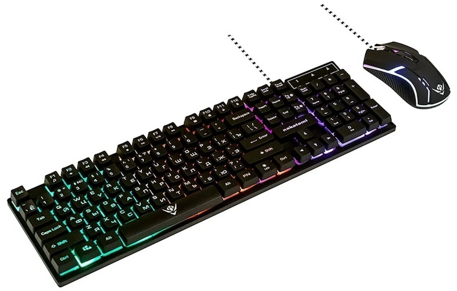 Комплект клавиатура+мышь Nakatomi KMG-2305U проводной, USB, 1600 DPI, черный
