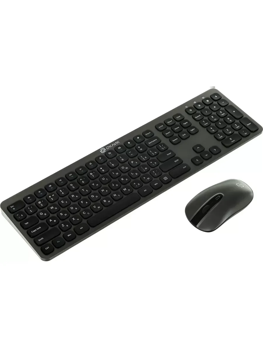 Комплект клавиатура+мышь Oklick 300M беспроводной, USB, 1600 DPI, серый/чёрный