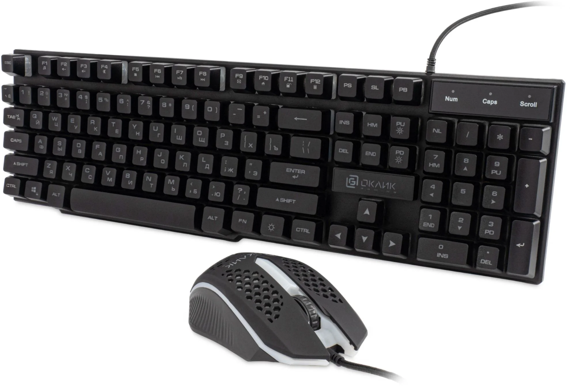 Комплект клавиатура+мышь Oklick 400GMK проводной, USB, 1200 DPI, чёрный