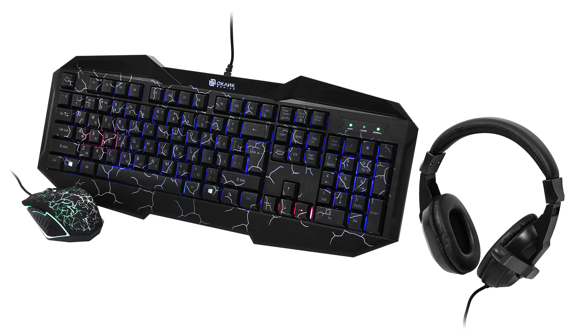 Комплект клавиатура+мышь Oklick HS-HKM100G проводной, USB, 2400 DPI, чёрный