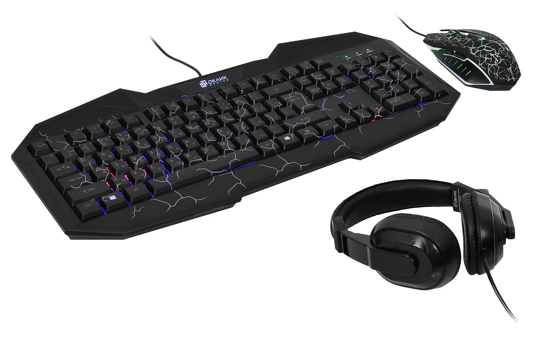 Комплект клавиатура+мышь Oklick HS-HKM100G проводной, USB, 2400 DPI, чёрный