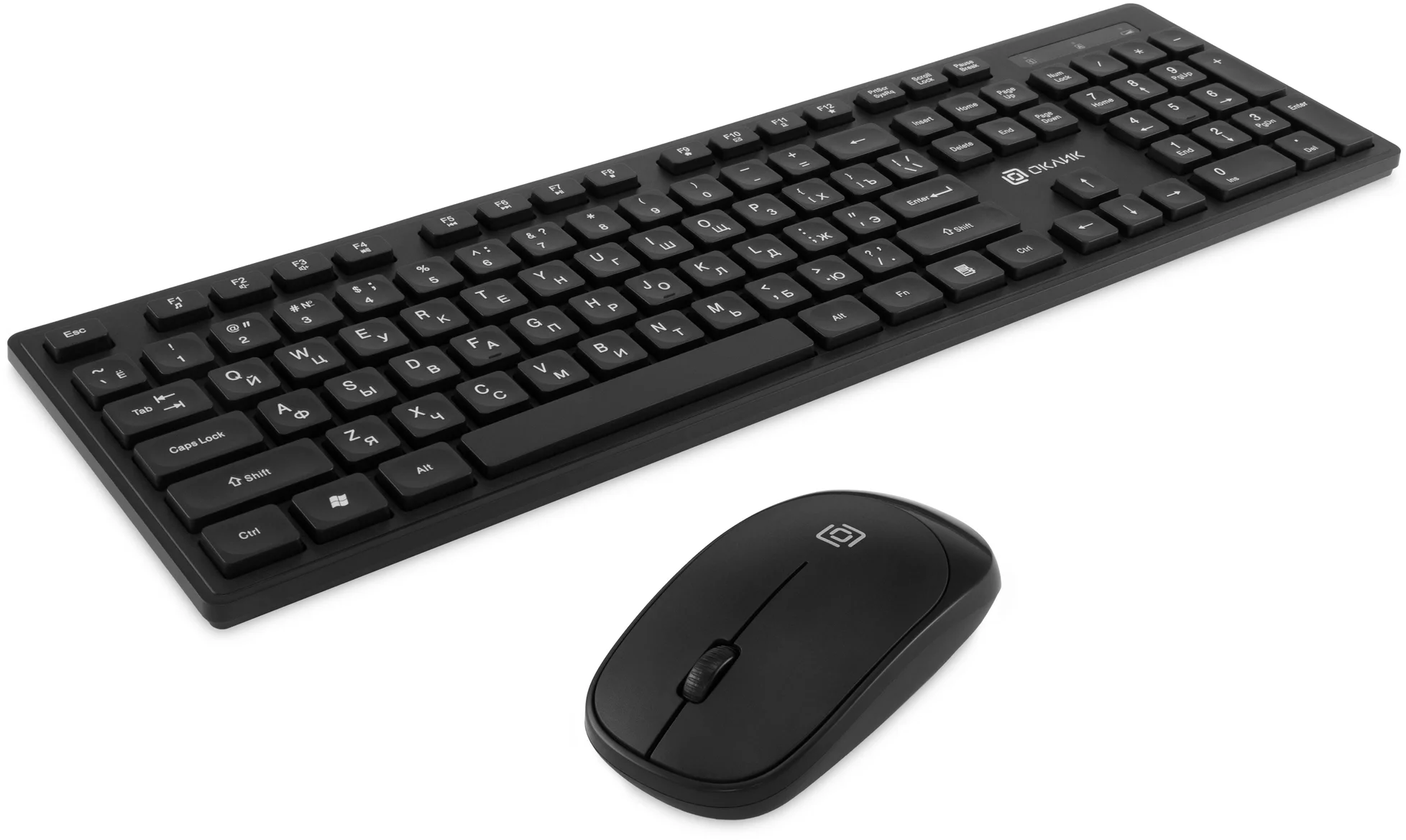 Комплект клавиатура+мышь Oklick S255W беспроводной, USB, 1200 DPI, чёрный