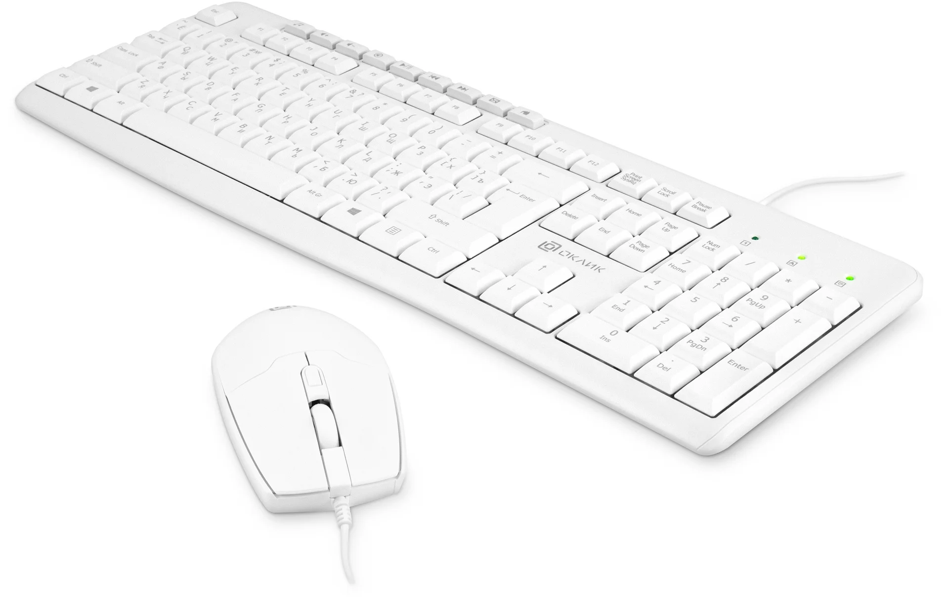 Комплект клавиатура+мышь Oklick S650 проводной, USB, 2000 DPI, белый