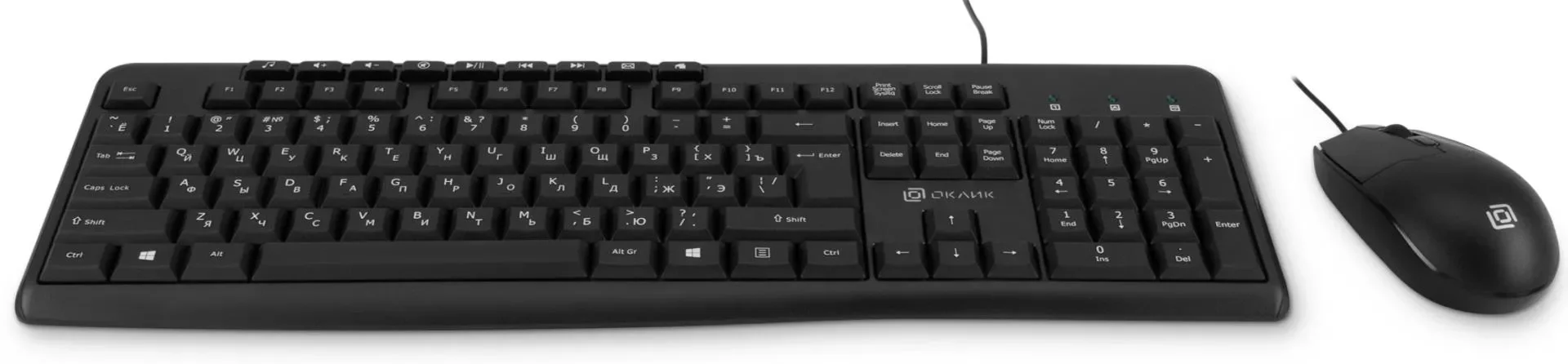 Комплект клавиатура+мышь Oklick S650 проводной, USB, 2000 DPI, чёрный