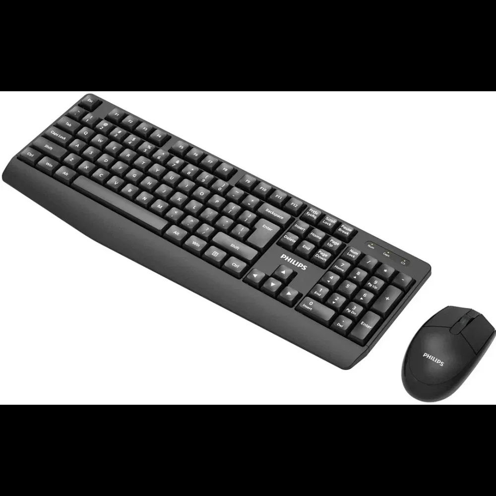 Комплект клавиатура+мышь Philips SPT6337 беспроводной, USB, 1600 DPI, чёрный