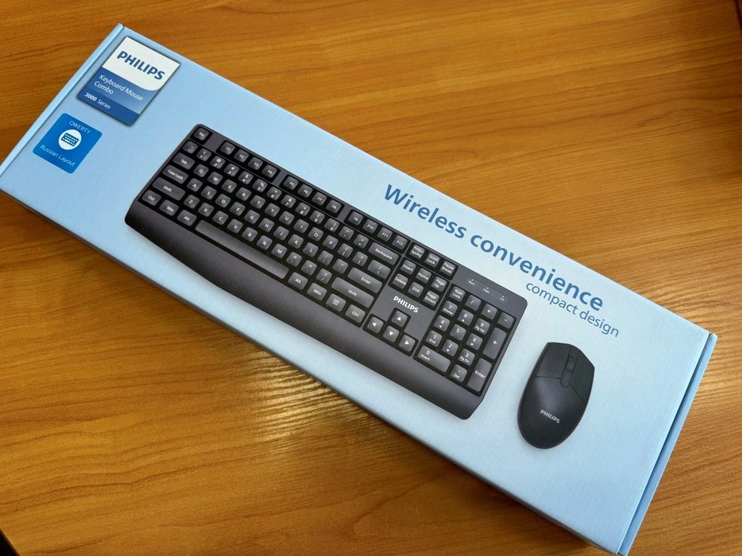 Комплект клавиатура+мышь Philips SPT6337 беспроводной, USB, 1600 DPI, чёрный