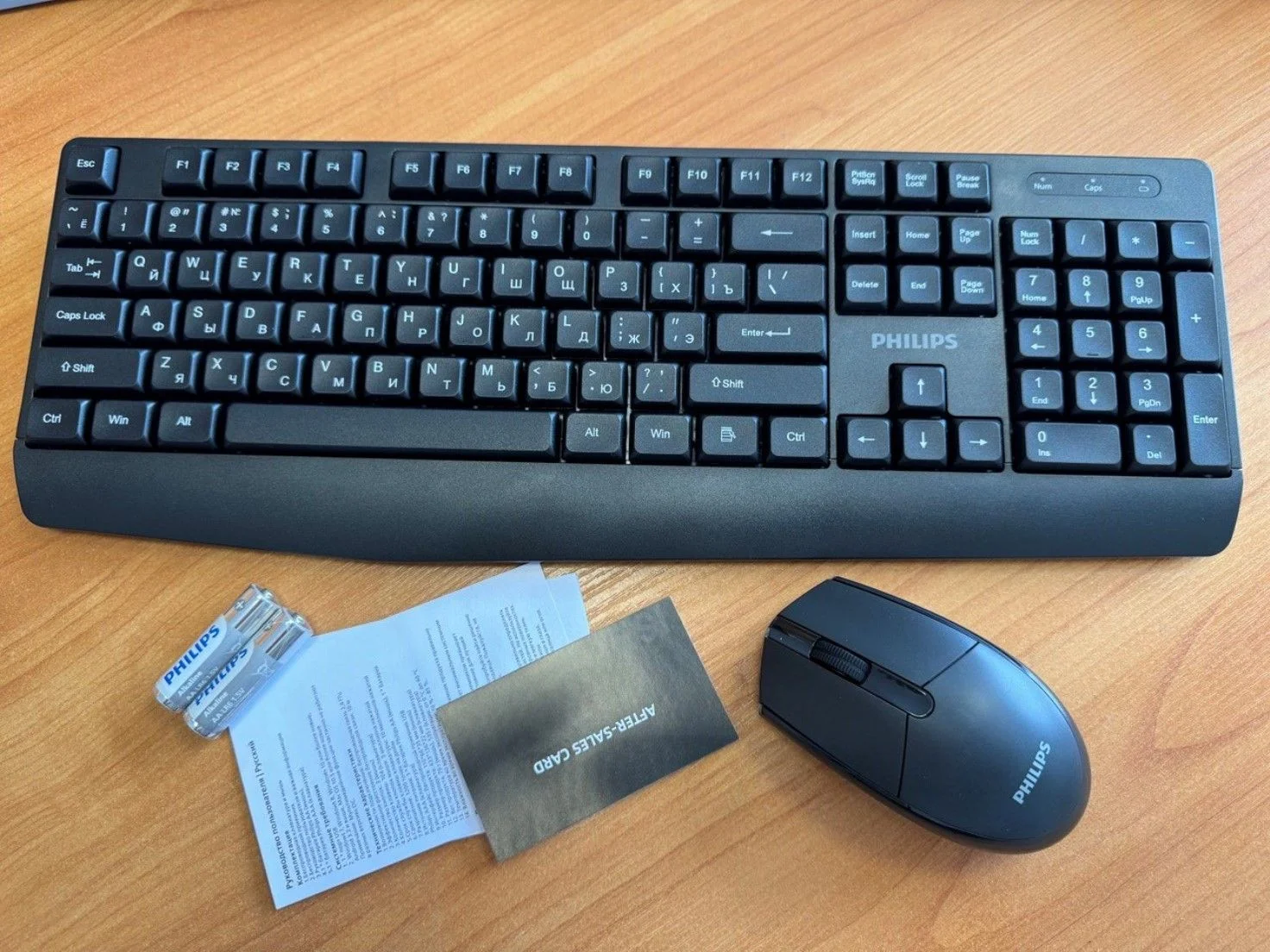 Комплект клавиатура+мышь Philips SPT6337 беспроводной, USB, 1600 DPI, чёрный