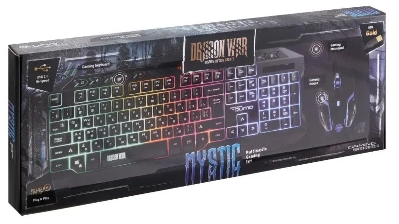 Комплект клавиатура+мышь Qumo Mystic K58/M76 проводной, USB, 3200 DPI, чёрный