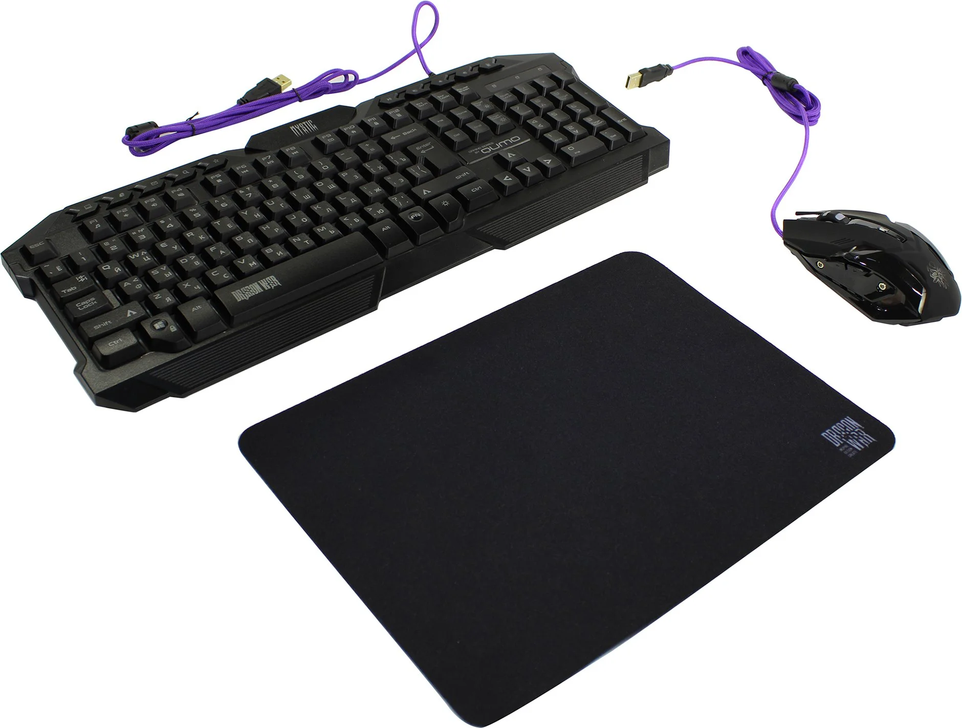 Комплект клавиатура+мышь Qumo Mystic K58/M76 проводной, USB, 3200 DPI, чёрный